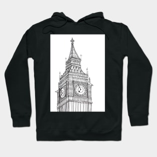 Big Ben Clock Tower Drawing Hoodie